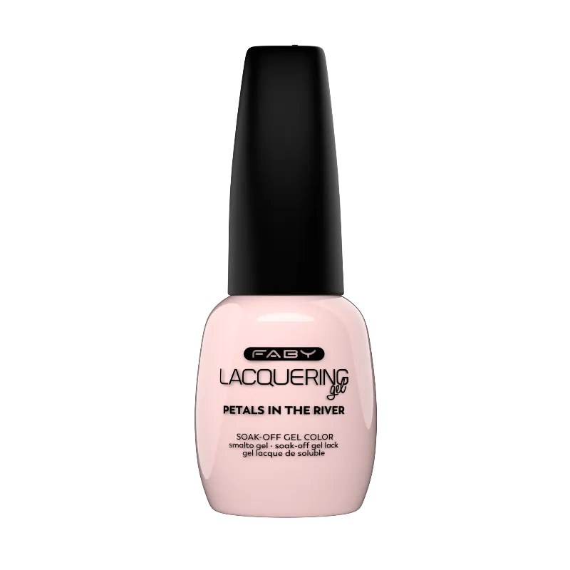 FABY Petals in the River gel polish bottle with soft pink nude shade and elegant finish