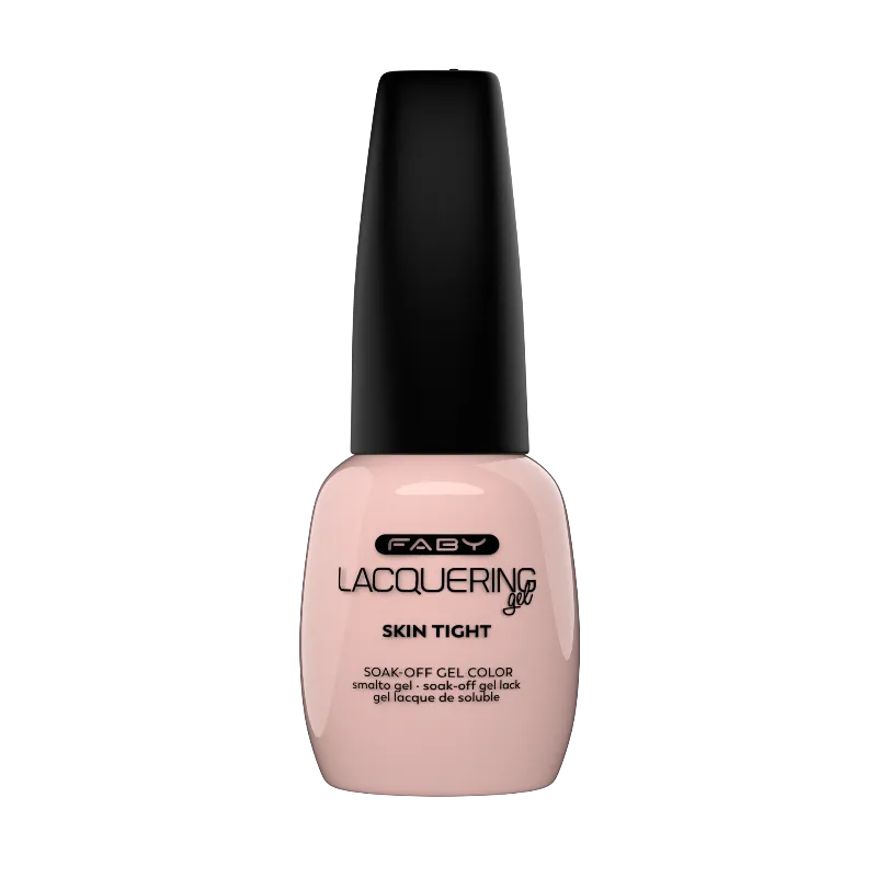 Skin tight - Lacquering Gel - 15ml Skin Tight gellak van FABY in flesje met volle nude tint en second-skin effect