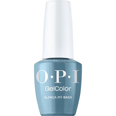 Vernis gel OPI GelColor Alpaca My Bags en flacon avec teinte bleu ardoise à finition crème brillante
