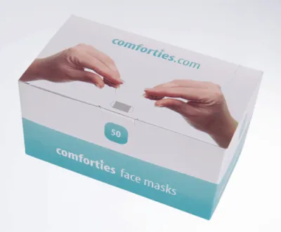 Face Masks – 50 Pieces Packaging of Comforties Anti-Fog face masks with 98% bacterial filtration efficiency.