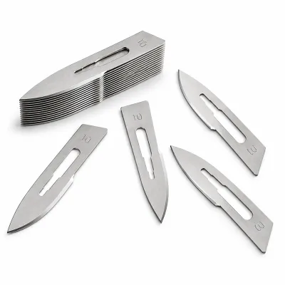 Sterile Skalpellklingen Nr. 10 - Carbonstahl (100 Stk.) Sterile Skalpellklingen Nr. 10 aus Karbonstahl für Pediküre und Podologie