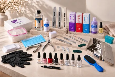 All-in-One Maniküre und Pediküre Kit Starterset - Komplettes professionelles Set mit FABY Nagellacken und Edelstahl-Instrumen