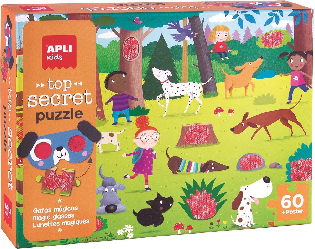 Puzzel APLI Kids - Top Secret Honden (60 pcs)