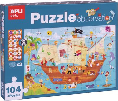 Observatiepuzzel Piratenschip (104 pcs)