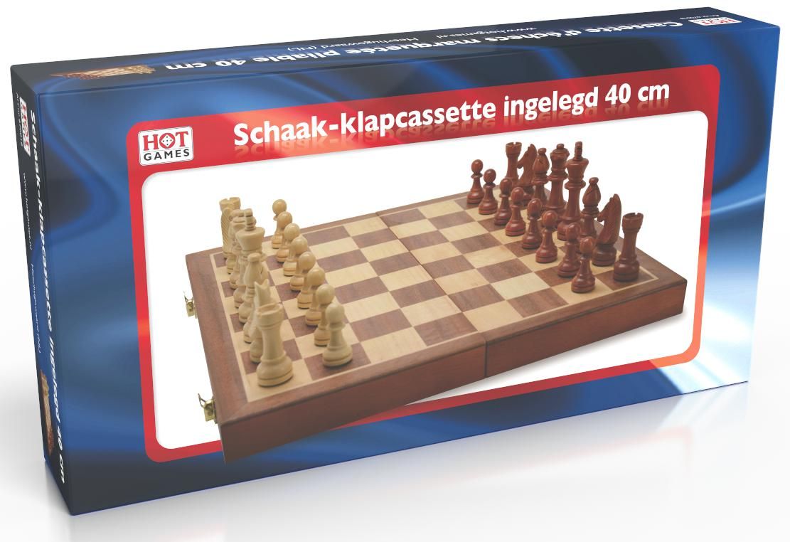HOT Games - Schaak-klapcassette hout ingelegd 40 cm