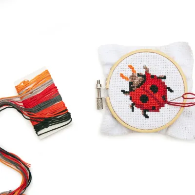Mini Cross Stitch Borduurset - Ladybug