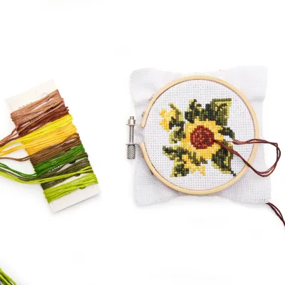 Mini Cross Stitch Borduurset - Zonnebloem