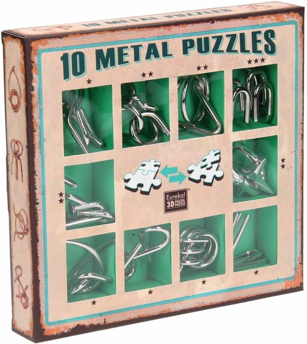 Metal Puzzle set - 10 Metal puzzles set - Green