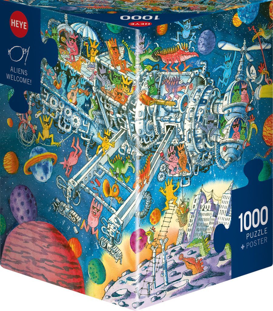 Puzzel - Aliens Welcome! (1000 pcs) *Triangular Box*