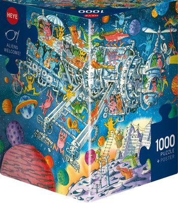 Puzzel - Aliens Welcome! (1000 pcs) *Triangular Box*
