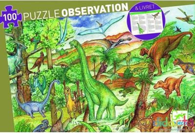 Observatiepuzzel + boekje - Dinosaurussen (100 pcs)