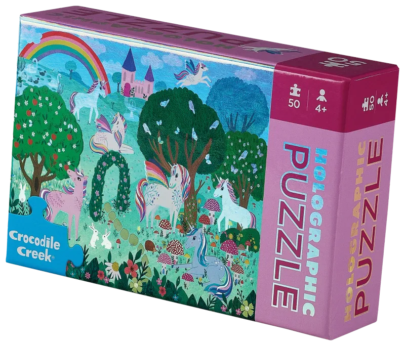 Holographic foil puzzles - Sprankelende eenhoorn (50 pcs)
