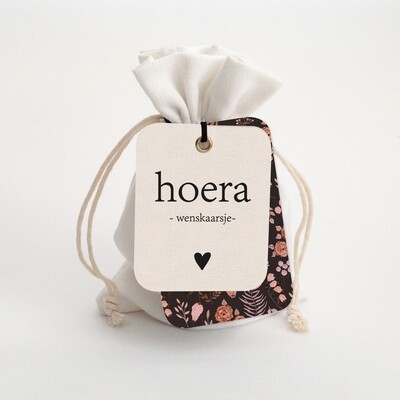 Wenskaarsje &#39;Hoera&#39;