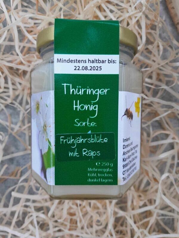 Thüringer Honig - Frühjahrsblüte mit Raps - 250 g Thüringer Honig - Frühjahrsblüte mit Raps - 250 g
