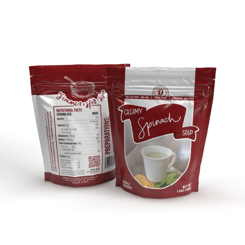CREAM OF SPINACH Single Serve Tray 1.4oz x 1 Tray (12 bags)