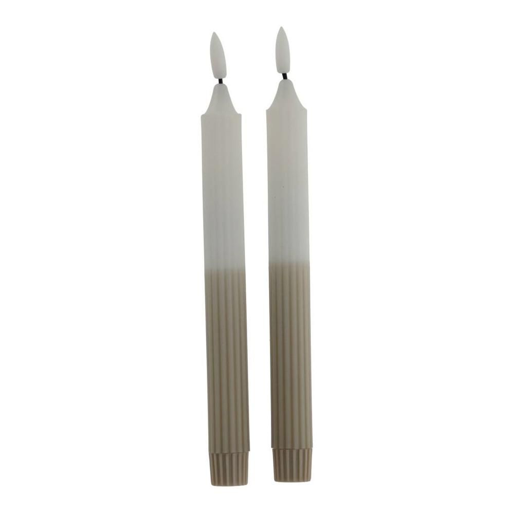 LED dinerkaarsen ribbel wit/taupe/2