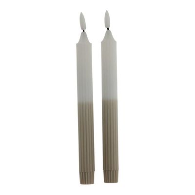LED dinerkaarsen ribbel wit/taupe/2