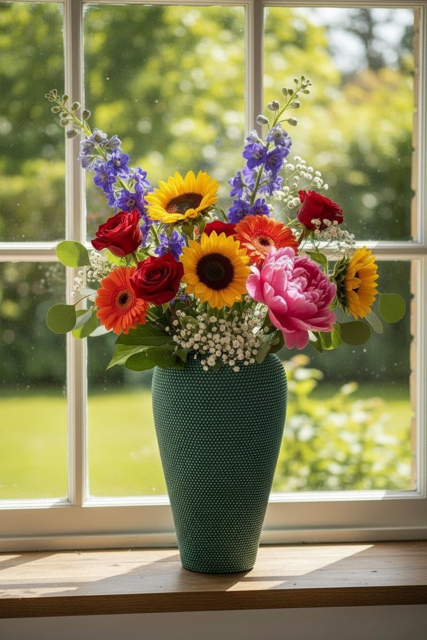 TURQUOISE BEADED VASE