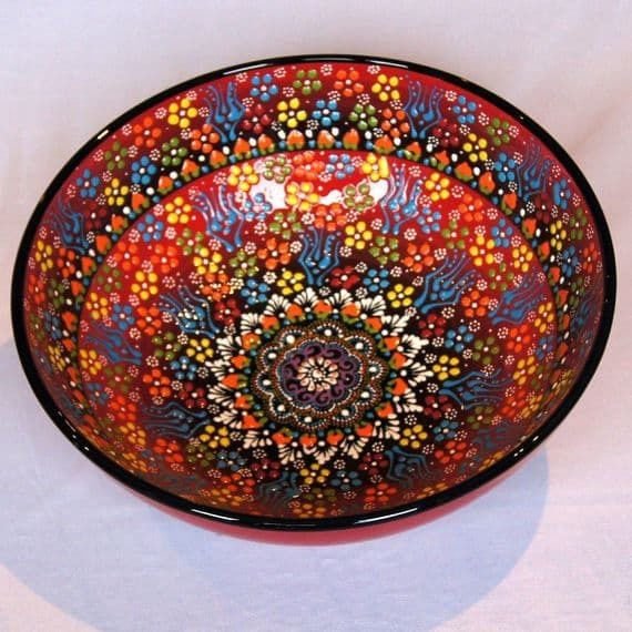 TURKISH HANDMADE BOWL 30CM, Colour: RED