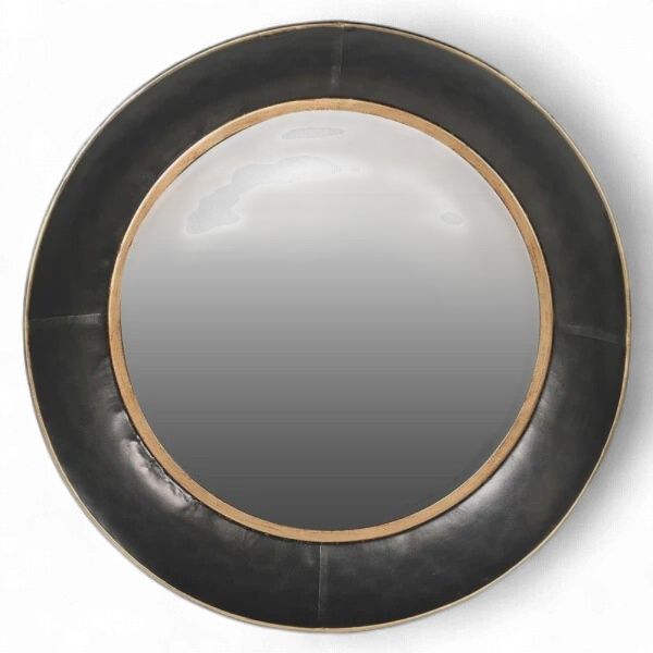 BLK DIMPLED ROUND MIRROR