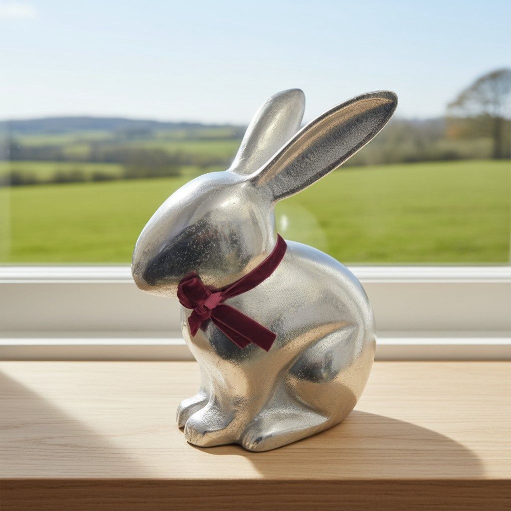 NICKLE SITTING RABBIT 30CM