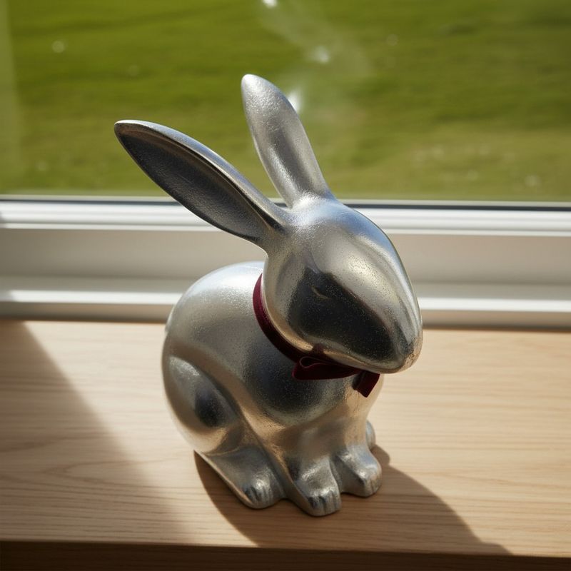 NICKLE SITTING RABBIT 30CM