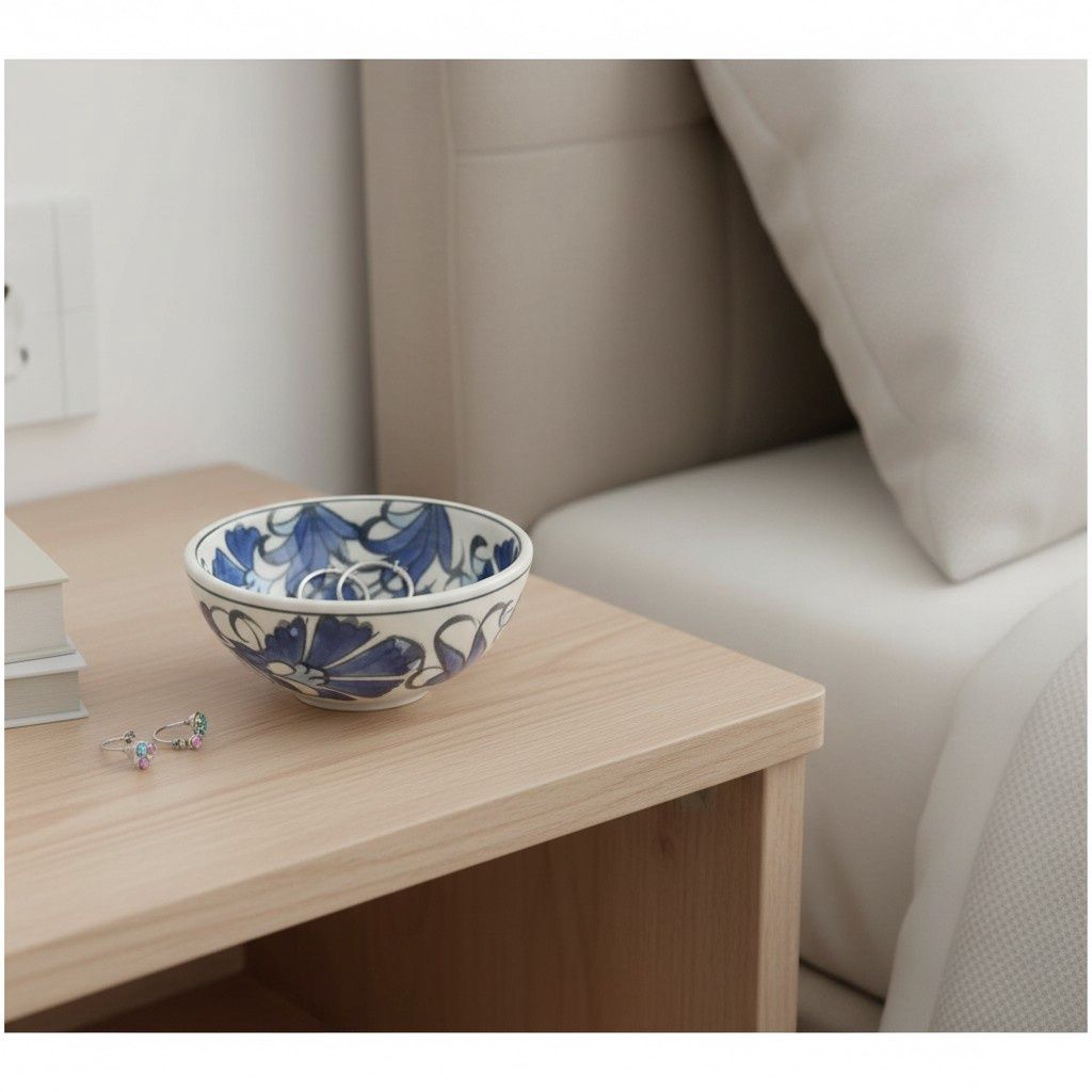 TURKISH 8CM IZNIK BOWL, Colour: BLUE &amp; WHITE