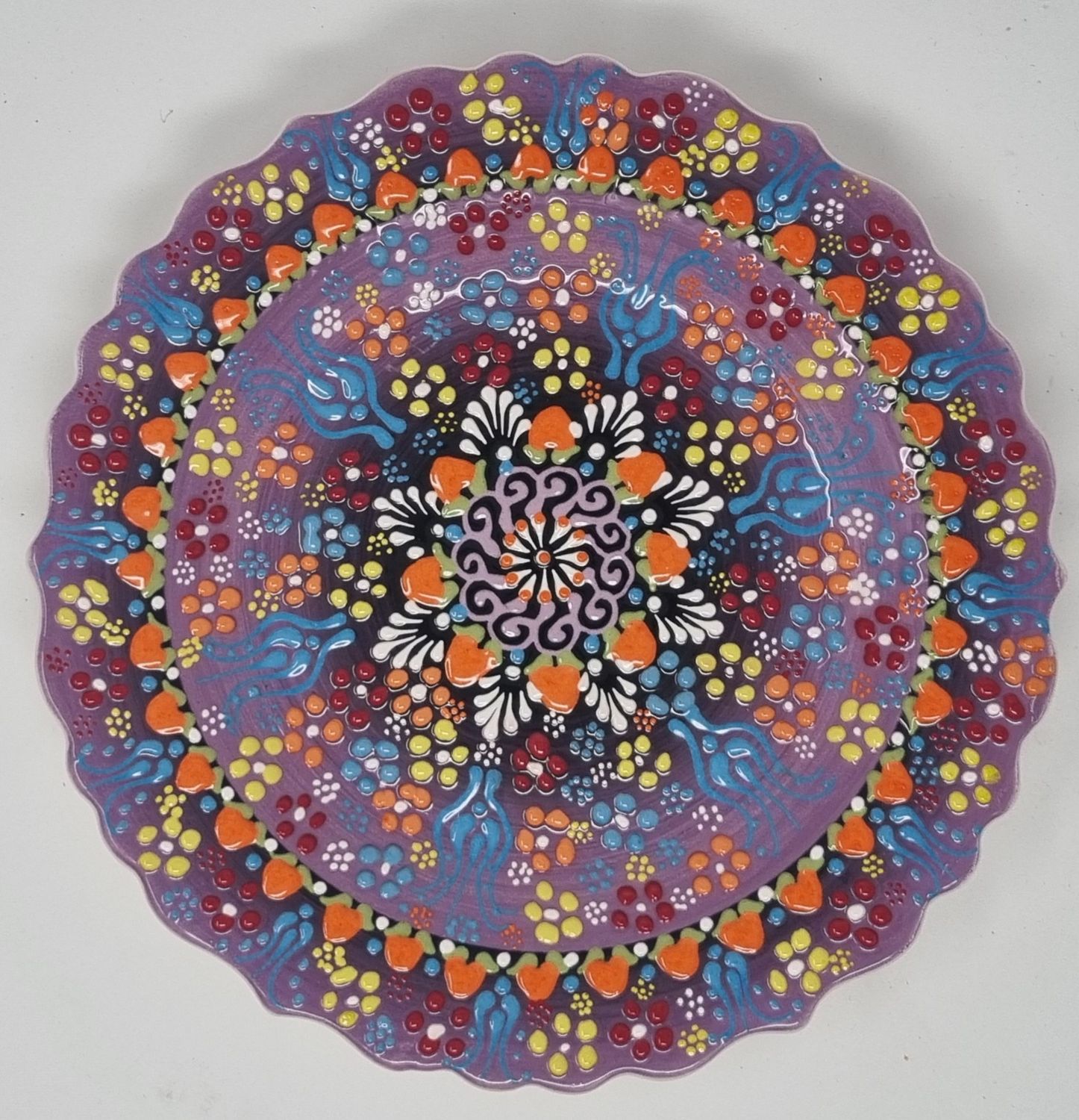 LARGE TURKISH RELIEF PLATE 25CM, Colour: PURPLE