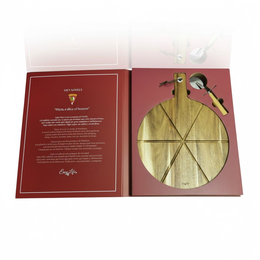 2-PIECE PIZZA SET - ACACIA PIZZA CUTTING BOARD + PIZZA CUTTER