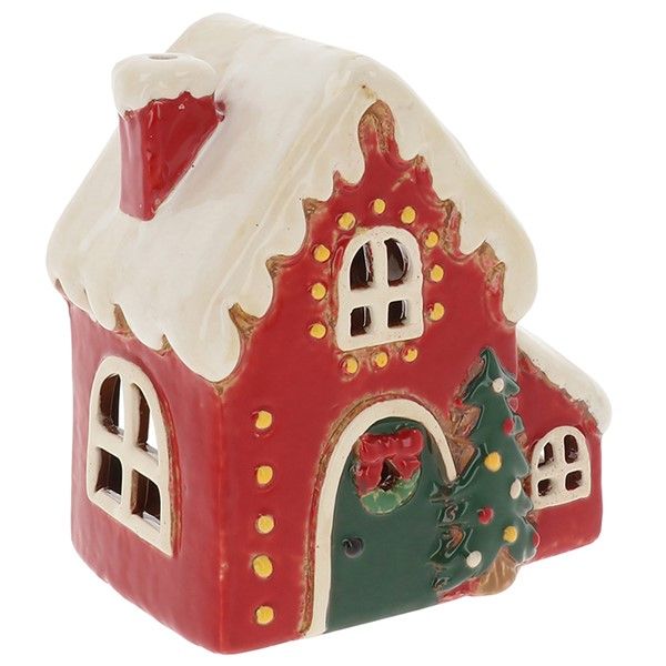 VILLAGE POTTERY XMAS FAIRY LIGHT HOUSE TEALIGHT