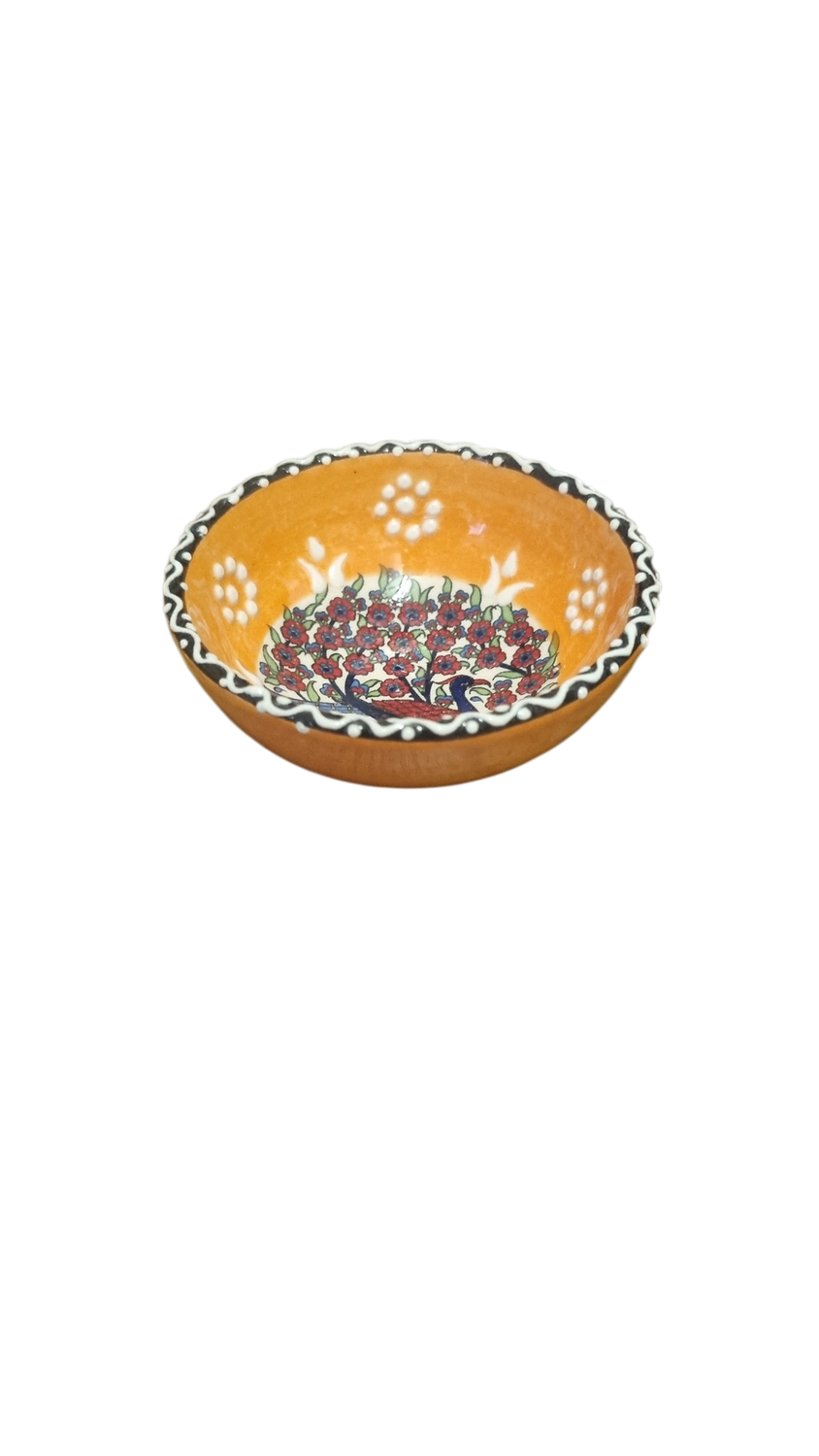 TURKISH 8CM PRINTED DESIGN BOWLS, Colour: ORANGE