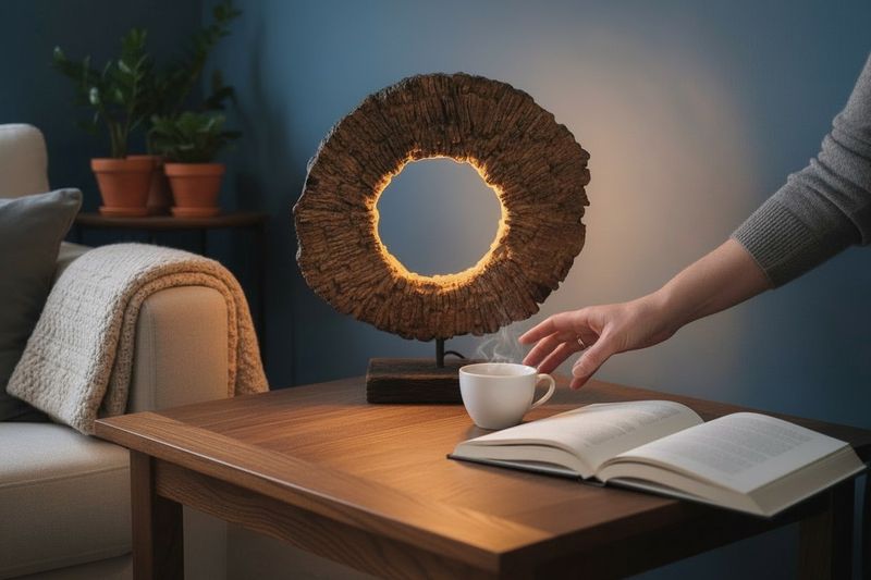 WOOD EFFECT LED LAMP 38CM