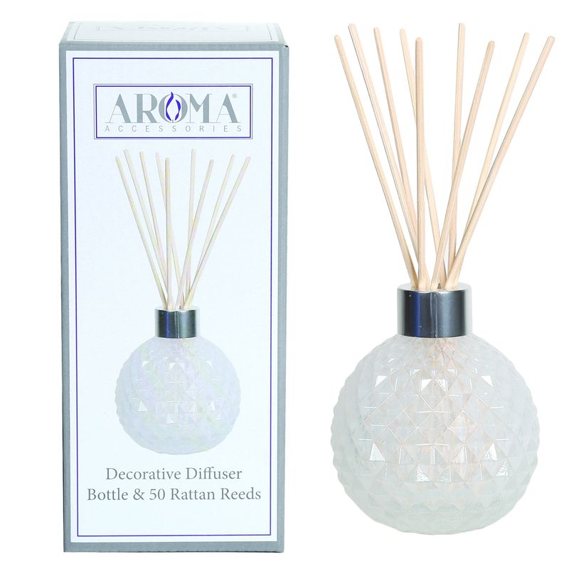 WHITE LUSTRE GLASS REED DIFFUSER RATTAN REEDS
