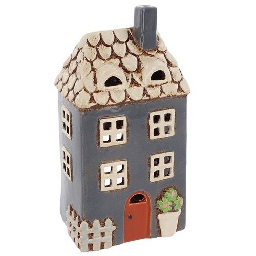 VILLAGE POTTERY GARDEN HOUSE NAVY TEALIGHT