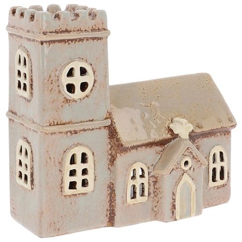 VILLAGE POTTERY NORMAN CHURCH TEALIGHT