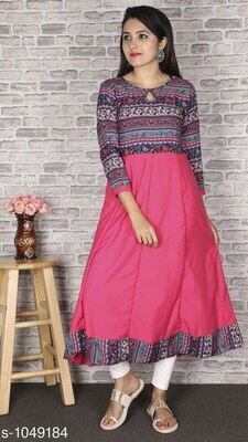 women printed crepe anarkali kurti