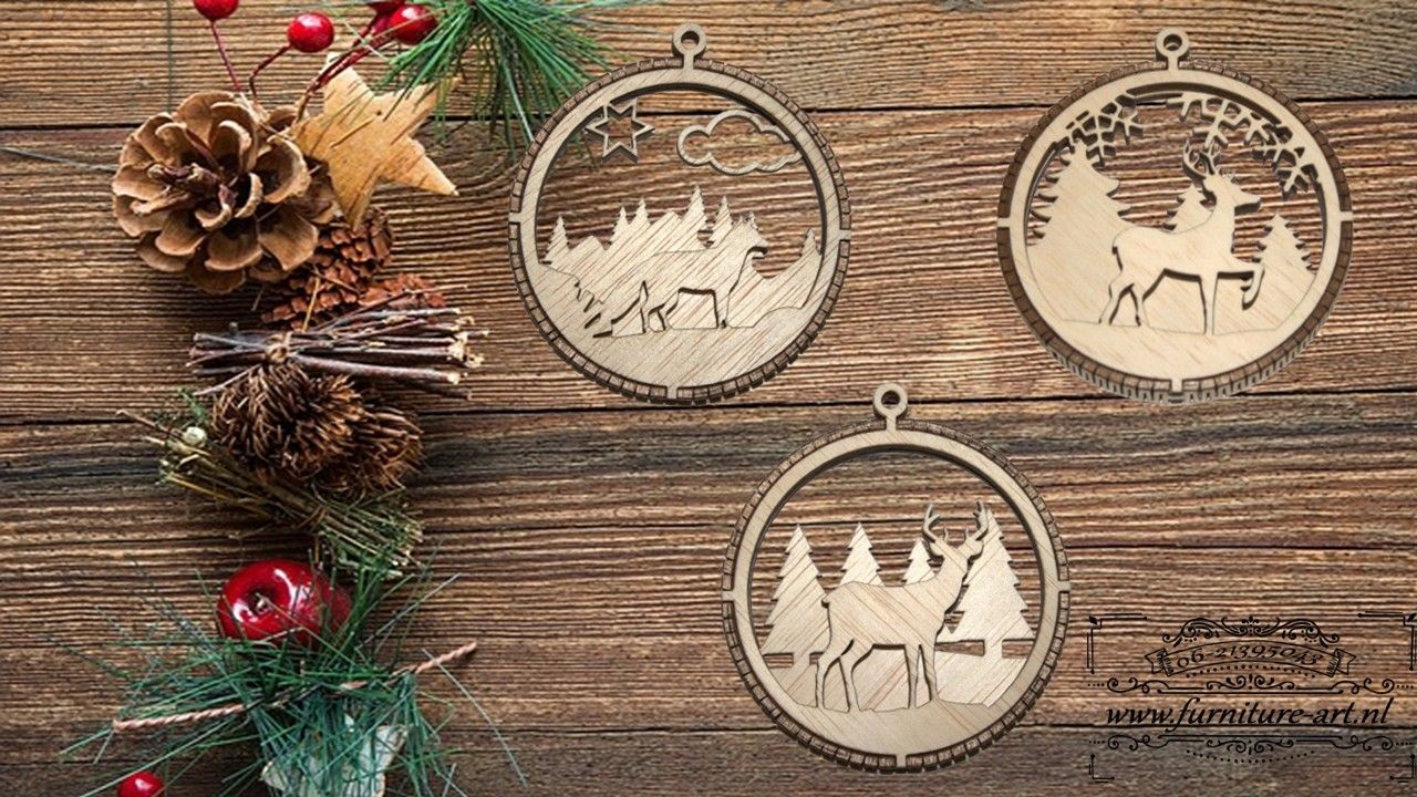 Set van 3 kerstballen in 3d rond