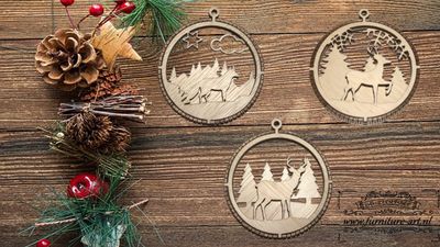 Set van 3 kerstballen in 3d rond