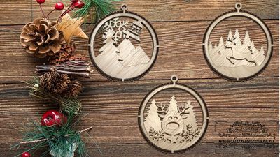 Set van 3 kerstballen in 3d rond