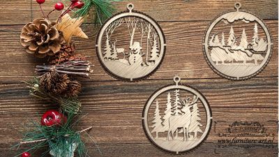 Set van 3 kerstballen in 3d rond