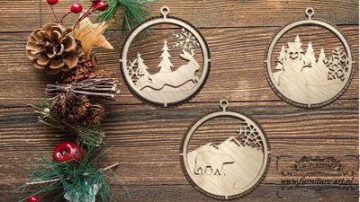 Set van 3 kerstballen in 3d rond