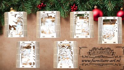 Set van 6 Kerstlantaarns