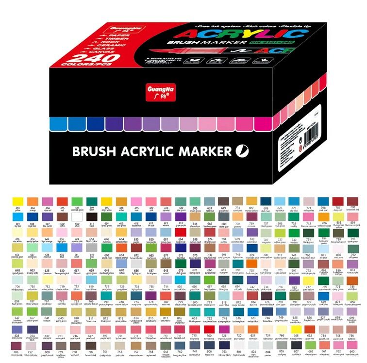 Guangna Acryl brush markers set 240 stuks