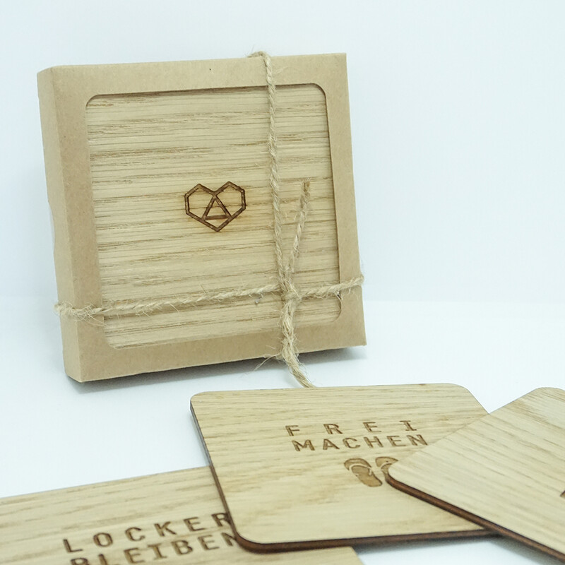 HERZMUT Bierdeckel-Set 4-tlg. aus Holz HERZMUT Bierdeckel-Set 4-tlg. aus Holz