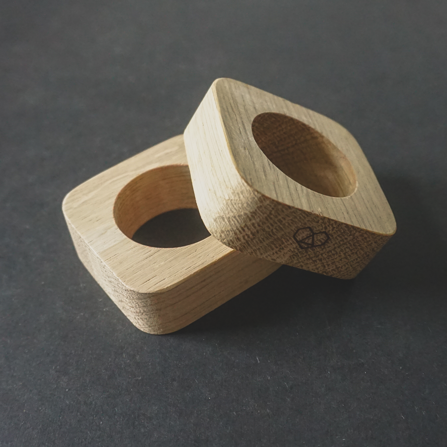 Serviettenring-Set aus Holz viereckig