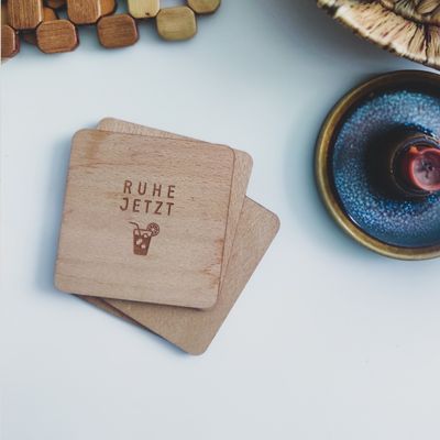 WILDHERZ Bierdeckel-Set 4-tlg. aus Holz