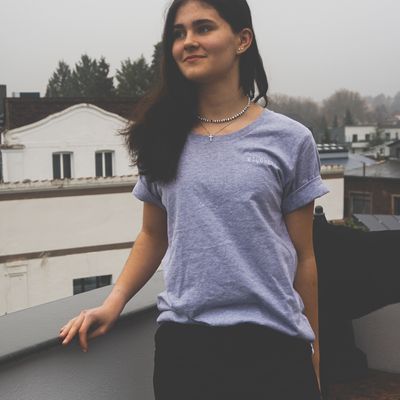 T-Shirt (Hellgrau meliert) *WILDHERZ* Damen-Schnitt