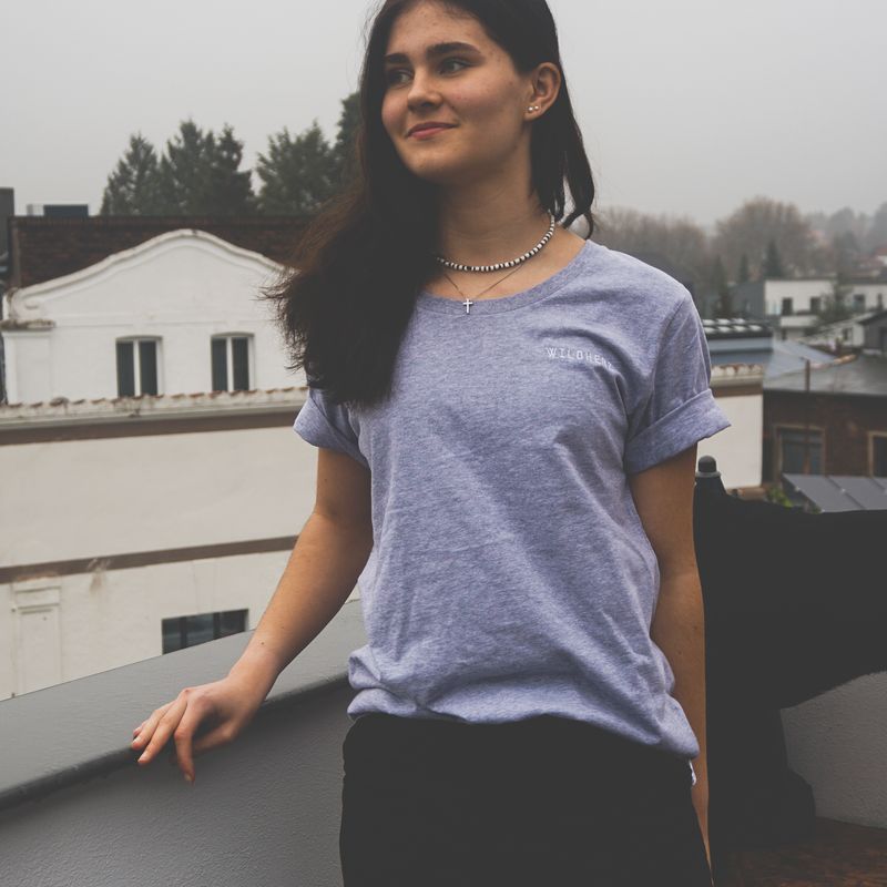 T-Shirt (Hellgrau meliert) *WILDHERZ* Damen-Schnitt