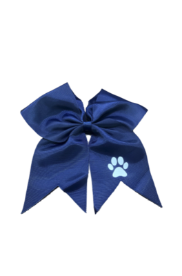 8&quot; Spirit Hair Bow with Rubber Band - NAVY w/Paw Print