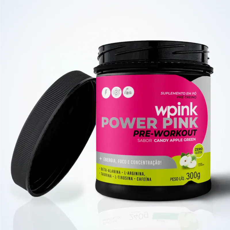 WPink Pré-Treino Super Power Pink Maçã Verde Pote 300G